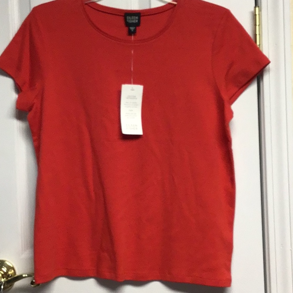 Eileen Fisher red short sleeve top
